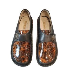 Alegria Dixi Platform Loafers Women's Leather Wedge Shoes Sz 8-8.5 Brown Black